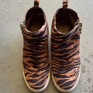 Vince Zebra Stripe High-Top Sneakers